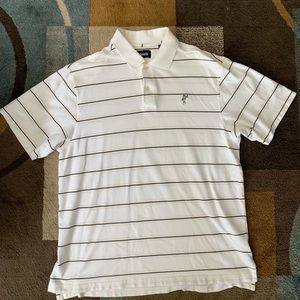 Black and White striped Collared Polo shirt